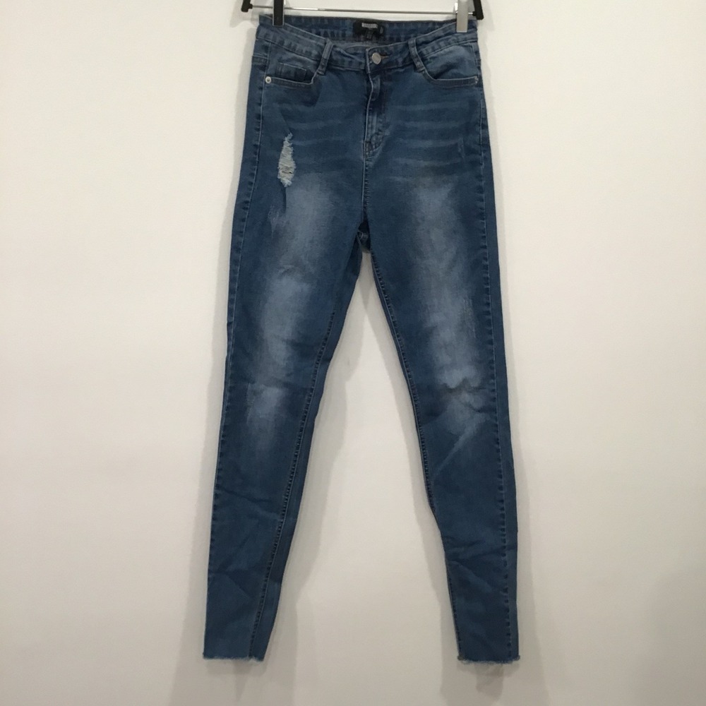 Missguided Jeans Women's Skinny Jeans Size 8 Tall Medium Dark Wash Distressed